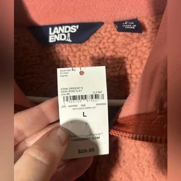 Lands End Sherpa Fleece Full Zip Up Womens Large Jacket Soft - Dark Rose Clay - Picture 3 of 10